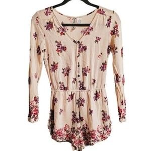 Mimi Chica Romper size Small floral cream long‎ sleeve